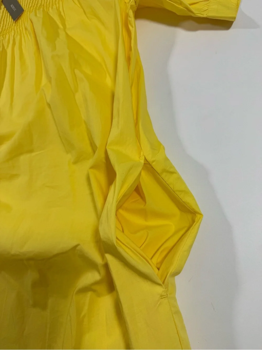 New J Crew Short Sleeve Mini Shirt Dress Cotton Poplin Yellow